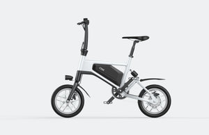 White eBike Ampira X5 side view, showcasing sleek frame design and integrated battery