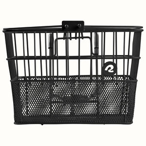 Black Retrospec Apollo steel eBike basket attached to a bicycle, product image, side view