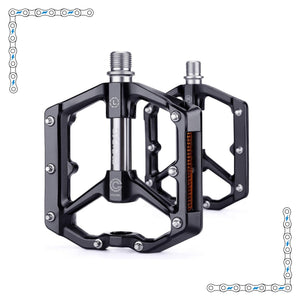 Black and silver aluminum pedals for electric bike, product image showing black eBike pedals with silver accents, model 7884746