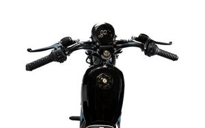 A black and red eBike Drift Hero 1500w Mini electric bike with thick tires, compact frame, and sporty design, displayed on a white background.
