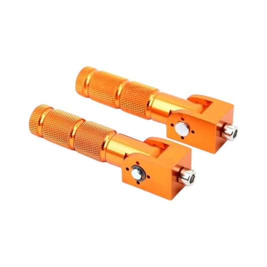 Orange eBike foot pegs, metal construction, side view, set of two