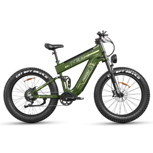Green Freesky Alaska Pro M-520 electric bike, side view, showcasing frame design and components