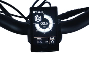 A black eBike Ghostcat F3 Class 2 electric bicycle shown from a side angle, highlighting its sturdy frame, thick tires, and integrated battery.
