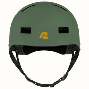 Matte forest green Retrospec Dakota eBike helmet shown from side angle