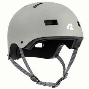 Matte oat Retrospec Dakota eBike helmet with adjustable straps, shown in a side view.
