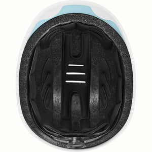 Matte cool mint Retrospec Remi eBike helmet, side view, with adjustable straps and ventilation holes
