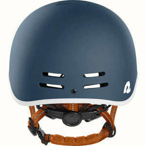 Matte navy Retrospec Remi eBike helmet, side view, with adjustable straps and ventilation holes