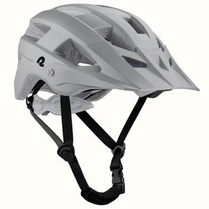 Matte stone gray Retrospec Rowan mountain bike helmet for eBikes, side view, with adjustable straps and ventilation holes