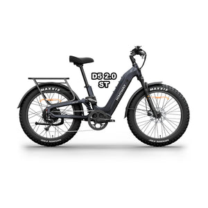 Himiway D5 2.0 ST eBike in Space Grey, shown in its box with packaging materials.