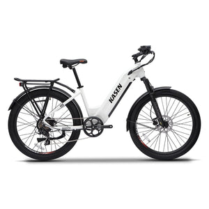 Gray Kasen City 2.0 eBike on a white background, ready to ride, side view
