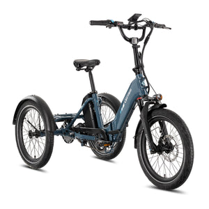 Lectric XP Trike2 electric tricycle in Dusk Blue, front three-quarter view