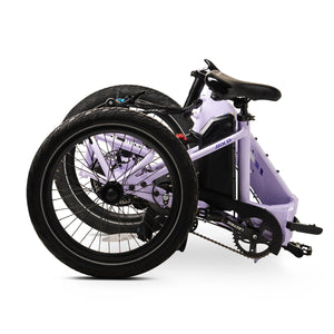 Lectric XP Trike2 electric tricycle in Lavender Haze, folded