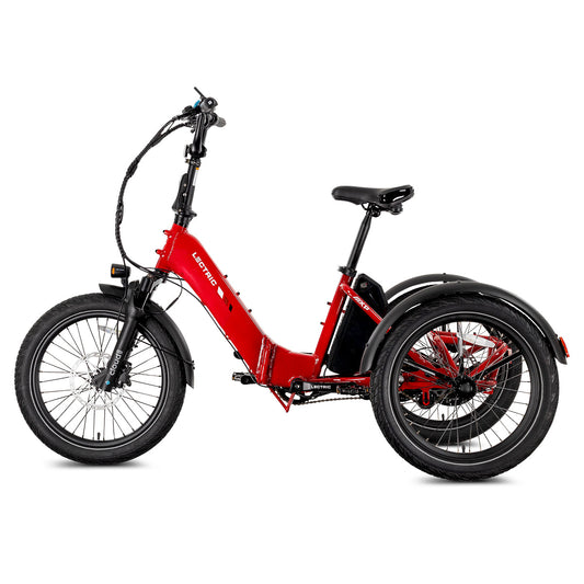 Lectric XP Trike2 electric tricycle in Phoenix Red, left side view