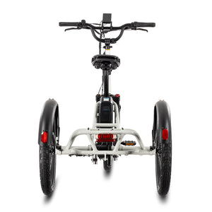 Lectric XP Trike2 electric tricycle in Stratus White, rear view