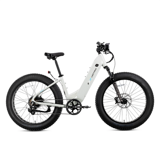 Lectric XPeak2 eBike in Stratus White, side view, product image