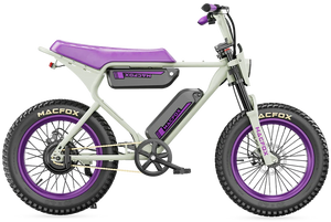 A black Macfox X1S eBike with dual batteries, shown in a side view, featuring Bs.zay branding and rugged tires.