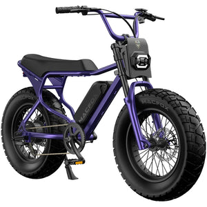 Macfox X7 eBike in Nebula Purple, side view, isolated on white background