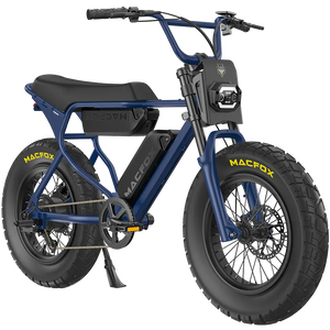 Navy blue Macfox X7/X7L eBike with dual battery, side view, product image