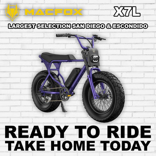 Macfox X7L eBike in Nebula Purple, side view, displayed against a white background