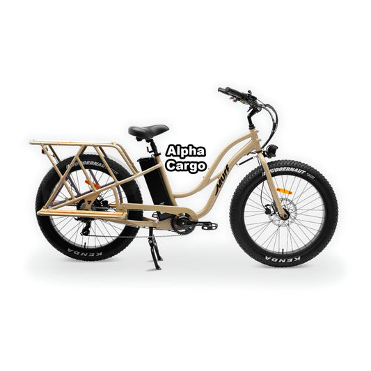 eBike Murf Alpha Cargo in sand color packaged inside a shipping box