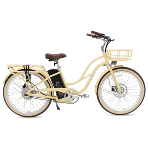 Yellow Murf Gigi 2.0 electric bike in Sunglow color, side view, isolated on white background