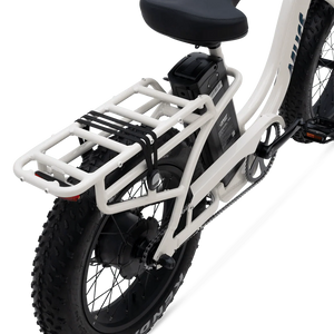 Bone-colored MURF Higgs Step-Thru fat tire eBike, side view, against a plain background.