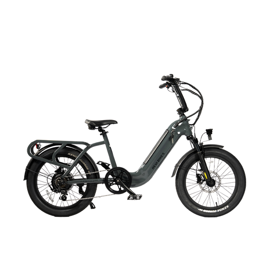 Antracit gray eBike Revi Runabout.2 electric bicycle, side view, against a white background
