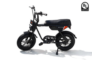 Black Rictor Flexx eBike, side view, showcasing frame design and features