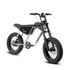 White eBike Strike Rhino Savage 2 electric bicycle, side view, isolated on white background