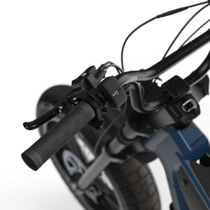 Side view of the Super73 B1G electric bike in matte black, showing its thick tires, minimalist frame, and integrated battery.