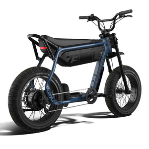 Side view of the Super73 B1G electric bike in matte black, showcasing its thick tires, minimalist frame, and integrated battery on a white background.