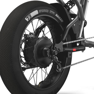 Super73 R Brooklyn SE electric bike in metallic aluminum finish, side view, displayed against a plain background