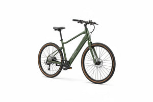 Velotric Tempo eBike in Forest Evergreen color, high-step frame, side view, studio background