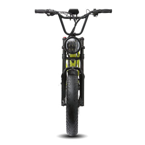 eMOTO eBike Kasen Kabbit 2.0 Plus in Retro Blue, ready to ride, product image with R2R Green 6 background
