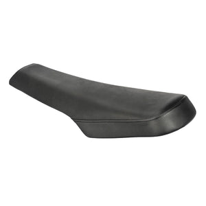 A black Macfox eMOTO eBike seat in a moto style, shown from a side angle against a plain background.