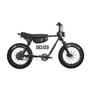 Super73 ZX SE eMOTO eBike in Blackout color, shown inside its original packaging box