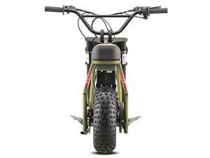eMOTO EBOX Dragster electric bike in khaki color, side view, displayed on a white background