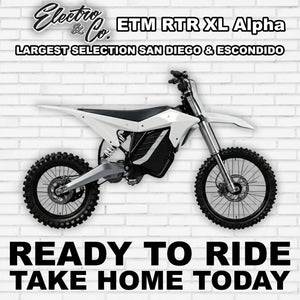 White eMOTO Electro & Co RTR XL Alpha electric bike, side view, against a plain background