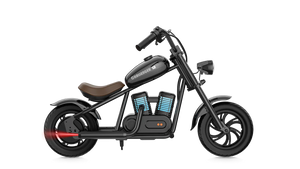 Black eMOTO Hyper Gogo Challenger 12 Plus electric bike, side view, on white background