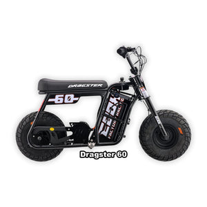 Black eMOTO Stomp Ebox Dragster 60 electric bike in its original box, product image showing the boxed item.