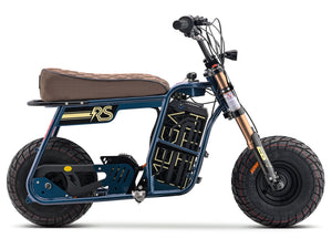 eMOTO Stomp Ebox Dragster RS electric bike in navy color, shown inside its original box, product image number 4