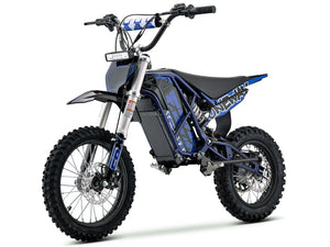 eMOTO Stomp Ebox V3 72 RS electric bike in Oneway Blue color, shown in its box with packaging, product image labeled "In Box Blue 4"