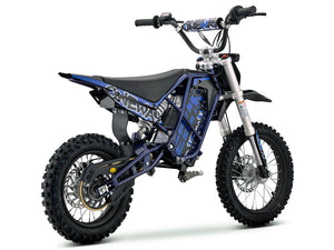 eMOTO Stomp Ebox V3 72 RS electric bike in Oneway Blue color, shown in its box with packaging, product image highlighting the blue model inside the box