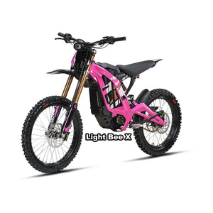 Pink Surron Light Bee X electric bike in its box, unopened, product image
