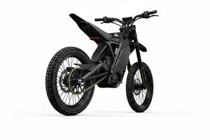 Black eMOTO Eride Pro 4.0 electric bike, side view, showcasing frame design and components