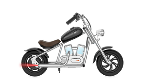 Black eMOTO Hyper Gogo Challenger 12 Plus electric bike without training wheels, shown in side profile, app-compatible model.
