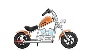 Orange eMOTO Hyper Gogo Cruiser 12 Plus electric bike with app connectivity, side view, on white background