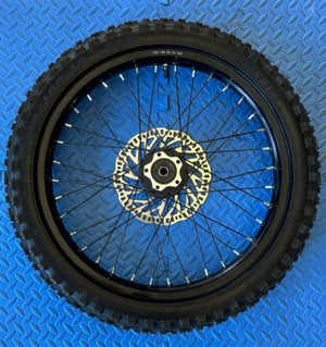 CST knobby 19-inch rear wheel and tire set for Surron eMoto electric dirt bikes, shown without rotor or sprocket, product image 385873