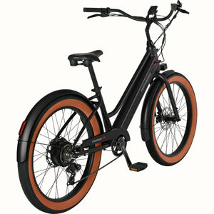 Matte black Retrospec Chatham Rev Plus 2 step-through eBike, side view, against a plain background