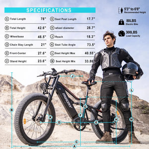 FREESKY Swifthorse X - 6e 1000 w Mountain Ebike 4 Fat Tire Electric Fat Tire Mountain eBike - Mountain eBike - eBike Super Shop